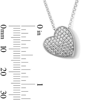 Sterling Silver CZ Cluster Heart Necklace - 16" + 2"