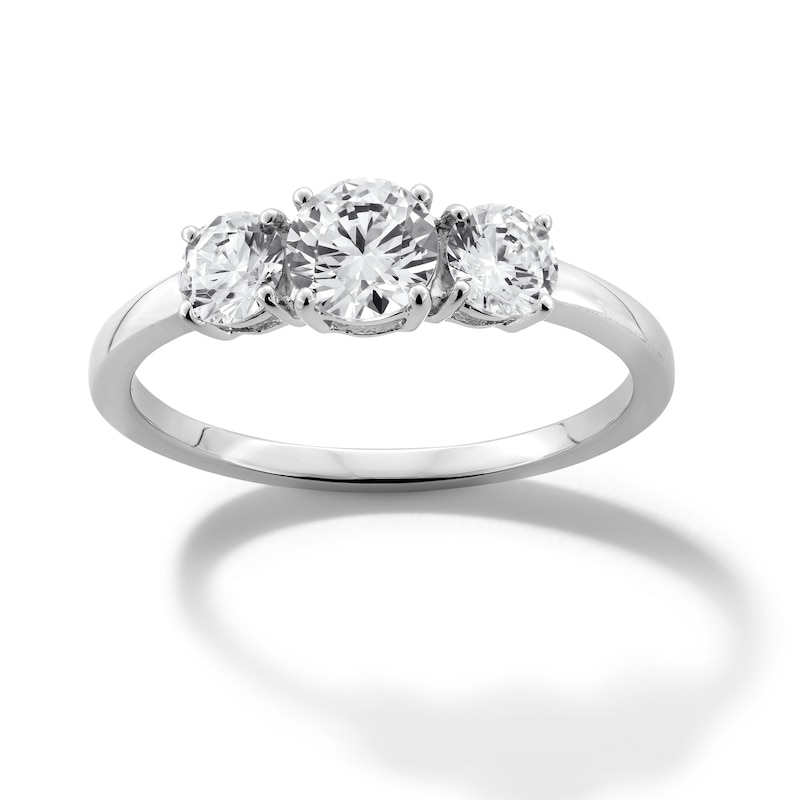 Sterling Silver CZ Round Trio Ring - Size 7