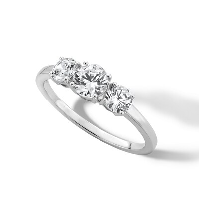 Sterling Silver CZ Round Trio Ring - Size 7