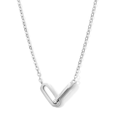 Sterling Silver Double Link Pendant - 16" + 2"