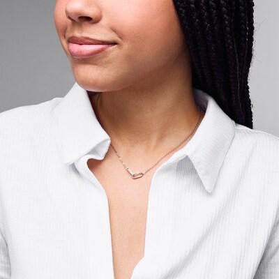 Sterling Silver Double Link Pendant - 16" + 2"