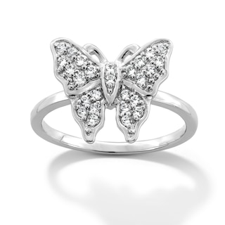 Sterling Silver CZ Butterfly Ring - Size 7