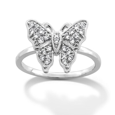 Sterling Silver CZ Butterfly Ring - Size 7