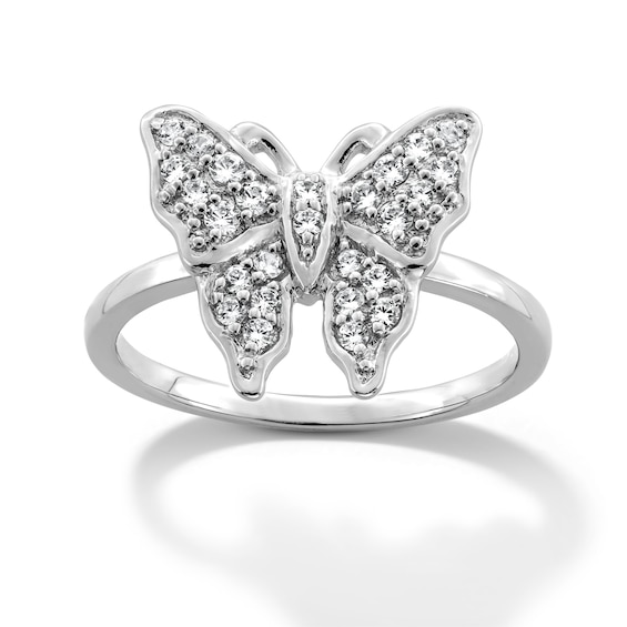 Sterling Silver CZ Butterfly Ring - Size 7
