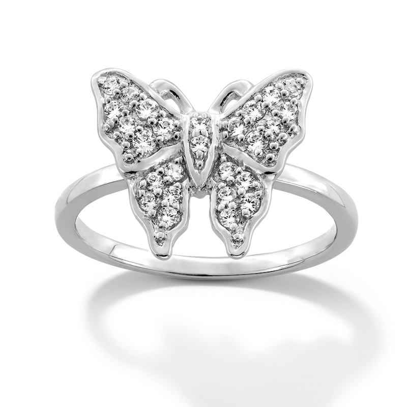 Sterling Silver CZ Butterfly Ring - Size 7