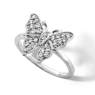 Sterling Silver CZ Butterfly Ring - Size 7