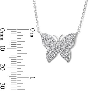 Sterling Silver CZ Butterfly Pendant - 16" + 2"