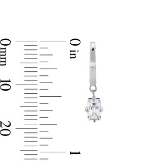 Sterling Silver CZ Baguette Dangle Hoops