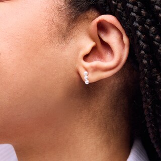 Sterling Silver Faux Pearl Bar Drop Studs