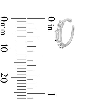 14K Solid White Gold CZ Baguette and Round Five Stone Nose Hoop - 20G 3/8"