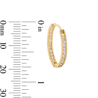 10K Gold and Pavé-Set CZ Huggie Hoop Earrings