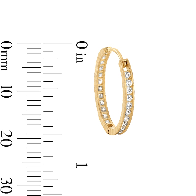 Main Image 3 of 10K Gold and Pavé-Set CZ Huggie Hoop Earrings