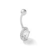 Thumbnail Image 2 of 10K Solid White Gold CZ Frame Belly Button Ring - 14G 3/8"