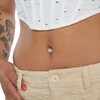 Thumbnail Image 3 of 10K Solid White Gold CZ Frame Belly Button Ring - 14G 3/8"