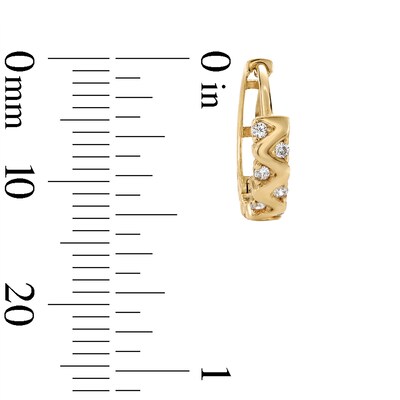 10K Gold CZ Chevron Huggie Hoops