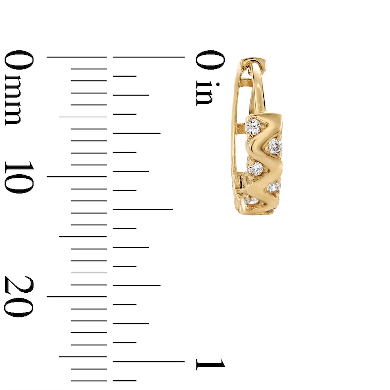 Main Image 3 of 10K Gold CZ Chevron Huggie Hoops