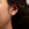 Thumbnail Image 2 of 10K Gold CZ Pavé Leaf Studs