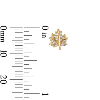 10K Gold CZ Pavé Leaf Studs
