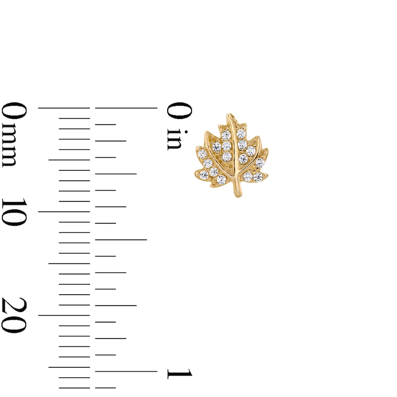 Main Image 3 of 10K Gold CZ Pavé Leaf Studs