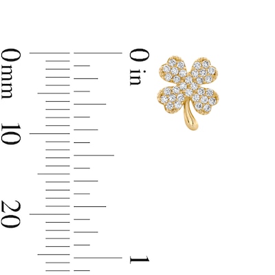 10K Gold CZ Four Leaf Clover Studs