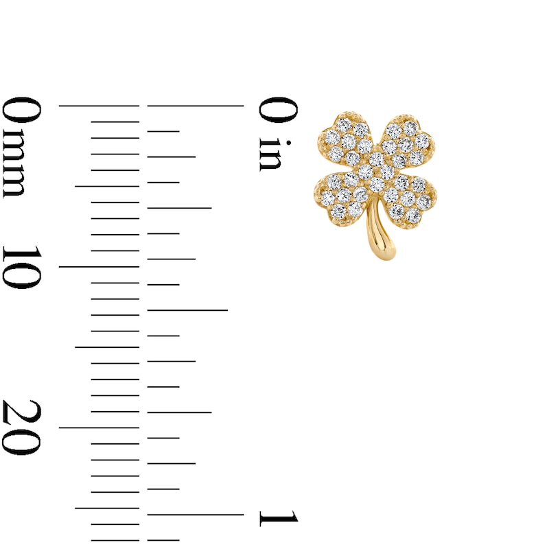 Main Image 3 of 10K Gold CZ Four Leaf Clover Studs