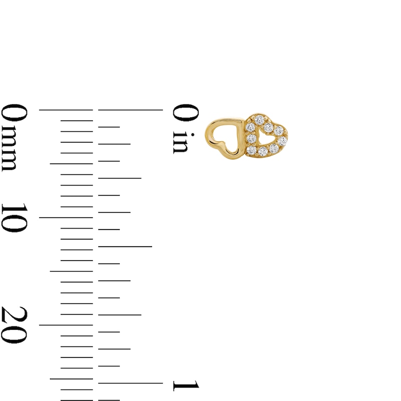 Main Image 3 of 10K Gold CZ Double Heart Studs