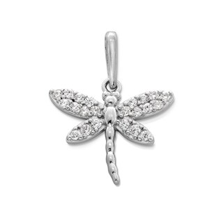 Sterling Silver CZ Dragonfly Necklace Charm
