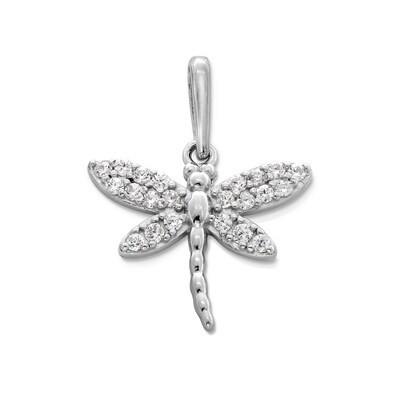 Sterling Silver CZ Dragonfly Necklace Charm
