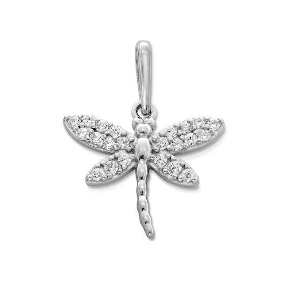 Sterling Silver CZ Dragonfly Necklace Charm