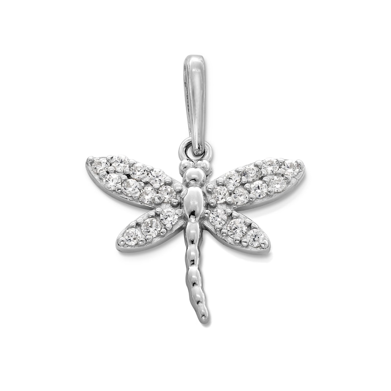 Sterling Silver CZ Dragonfly Necklace Charm