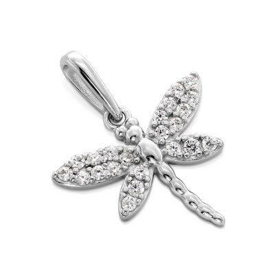 Sterling Silver CZ Dragonfly Necklace Charm