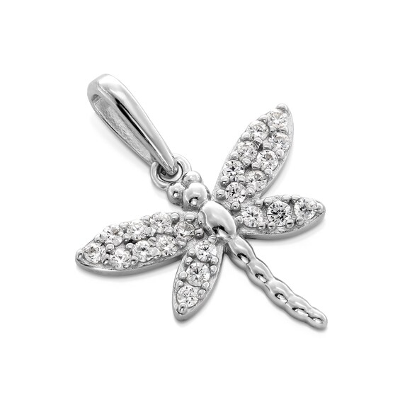 Sterling Silver CZ Dragonfly Necklace Charm