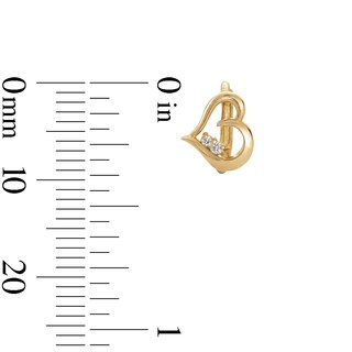 10K Gold CZ Open Heart Huggie Hoops