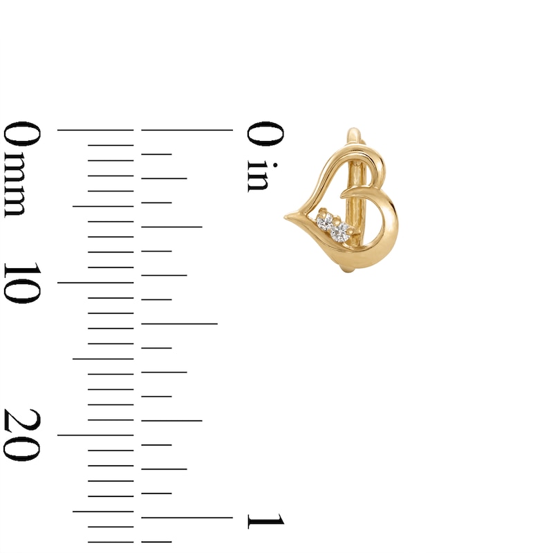 Main Image 3 of 10K Gold CZ Open Heart Huggie Hoops