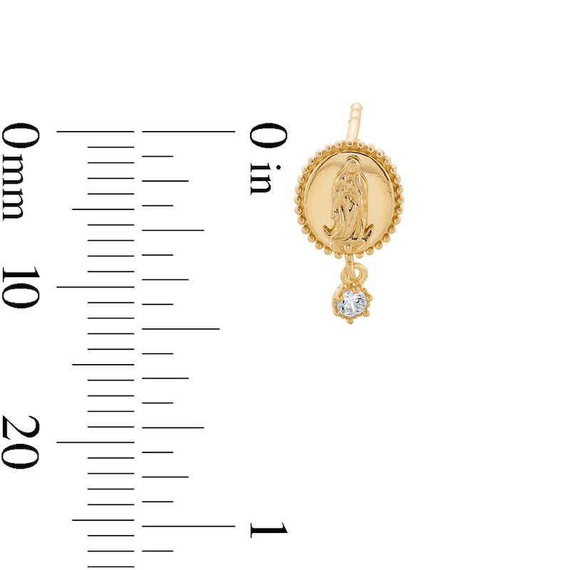 Main Image 3 of 10K Gold CZ Saint Mary Medallion Studs