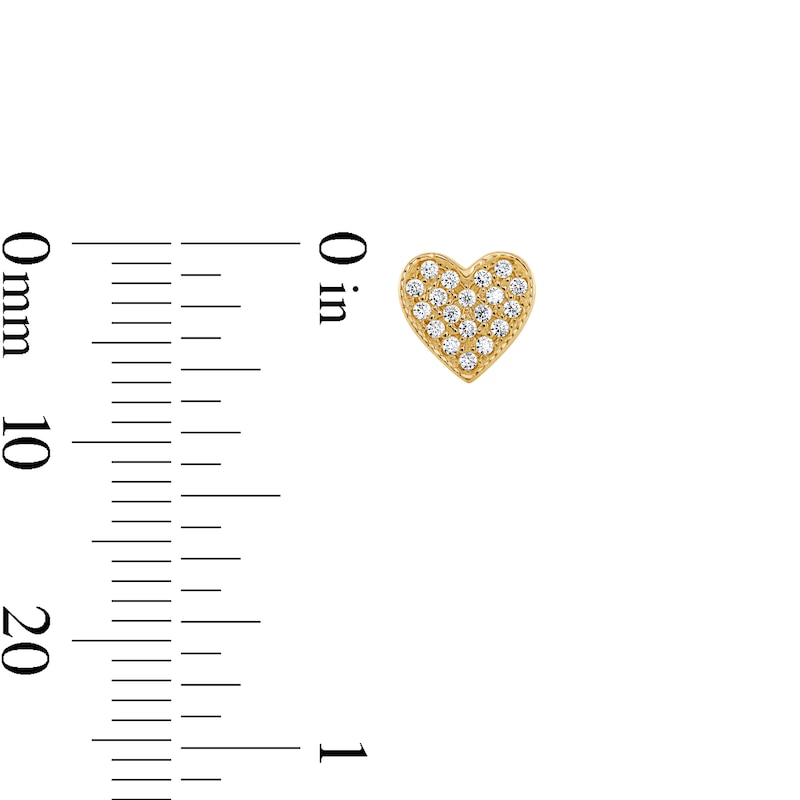 Main Image 3 of 10K Gold CZ Pavé Heart Studs