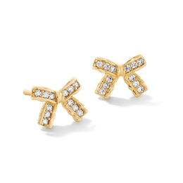 10K Gold CZ Pavé Bow Studs