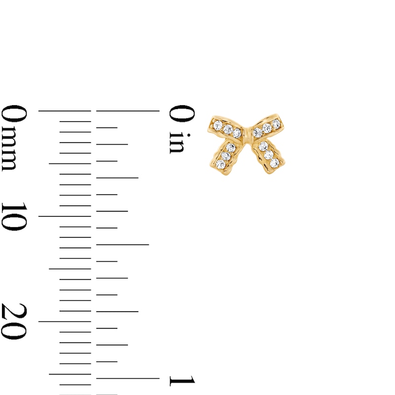 Main Image 3 of 10K Gold CZ Pavé Bow Studs