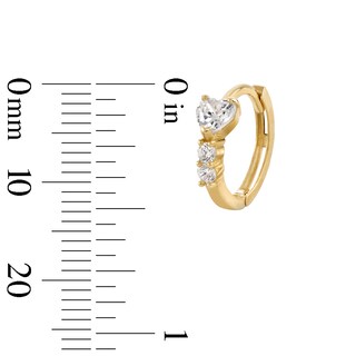10K Gold CZ Heart and Round Huggie Hoops