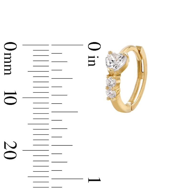Main Image 3 of 10K Gold CZ Heart and Round Huggie Hoops