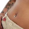 Thumbnail Image 3 of 10K Solid White Gold CZ Teardrop Dangle Belly Button Ring - 14G 3/8"