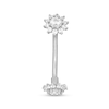 Thumbnail Image 1 of 10K Solid White Gold CZ Double Flower Belly Button Ring - 16G 3/8"