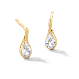 10K Gold CZ Teardrop Dangle Studs