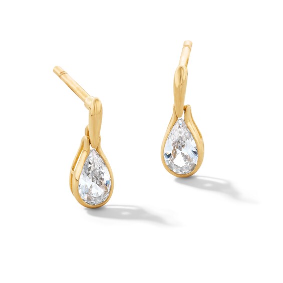 10K Gold CZ Teardrop Dangle Studs