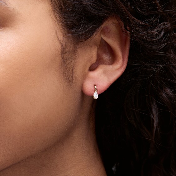 10K Gold CZ Teardrop Dangle Studs