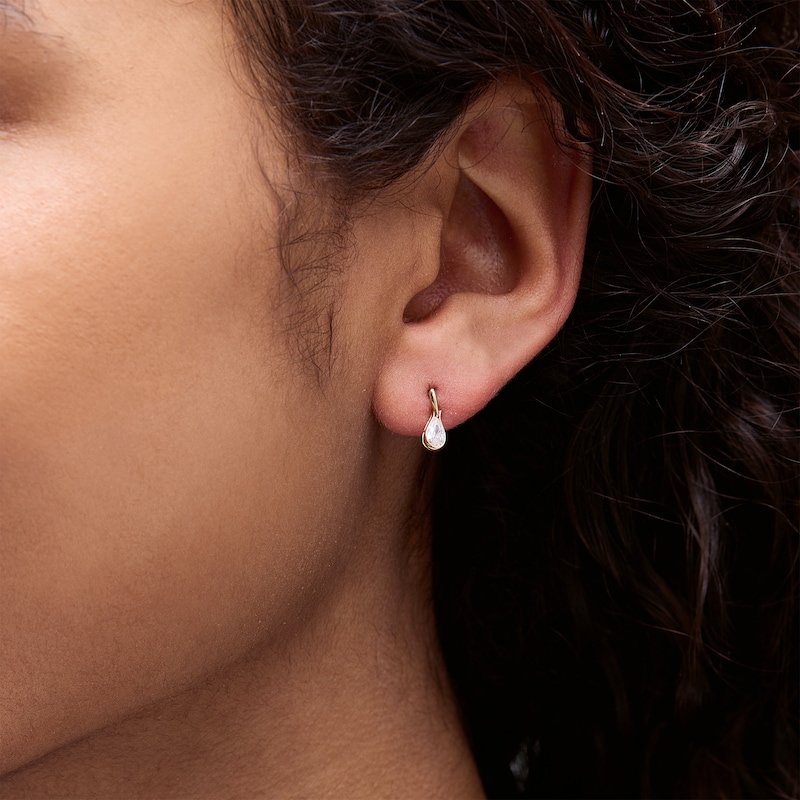 Main Image 2 of 10K Gold CZ Teardrop Dangle Studs
