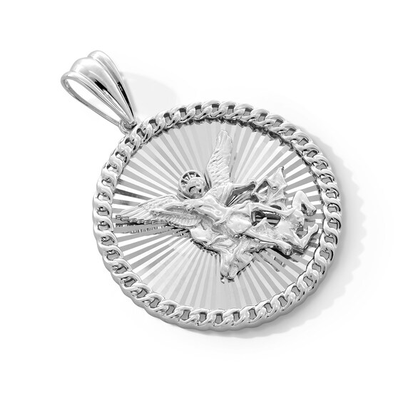 Sterling Silver Saint Michael Medallion Necklace Charm
