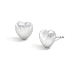 Sterling Silver and Simulated Pearl Heart Studs