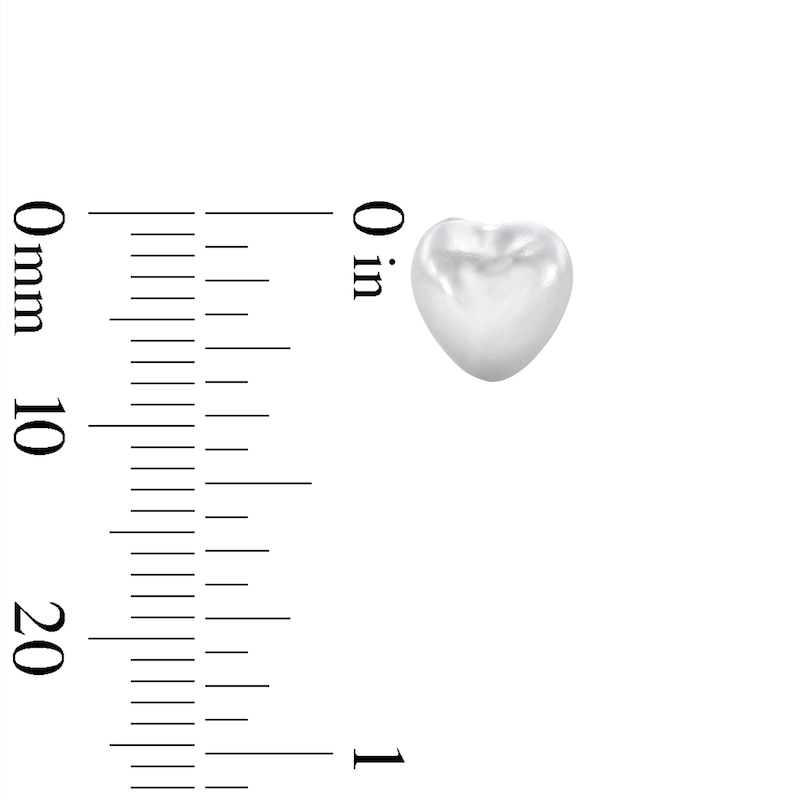 Main Image 3 of Sterling Silver and Simulated Pearl Heart Studs