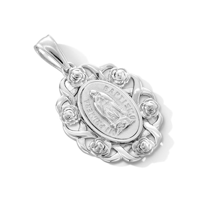 Sterling Silver First Baptism Our Lady of Guadalupe Necklace Charm